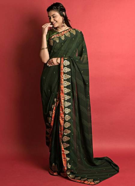Green Colour Ashima New Party Wear Designer Fancy Dark Georgette Saree Collection 5408